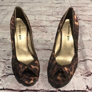 Madden Girl Leopard peep toe heels size 8